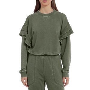 7 For All Mankind Ruffle Cropped Sweatshirt Medium